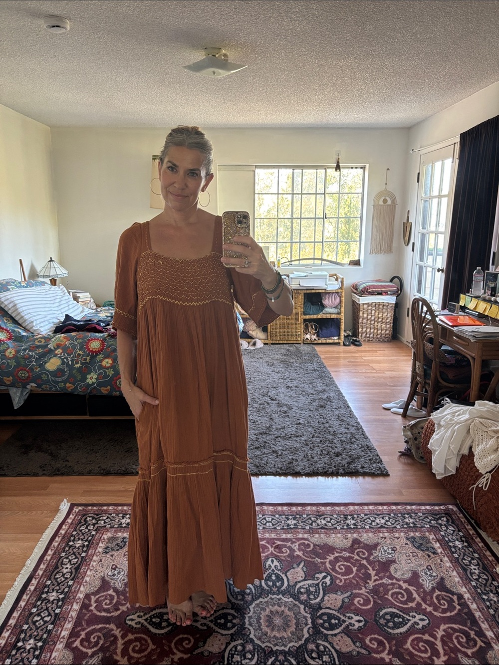Free People- Rust Brown Boho Maxi Dress - Women